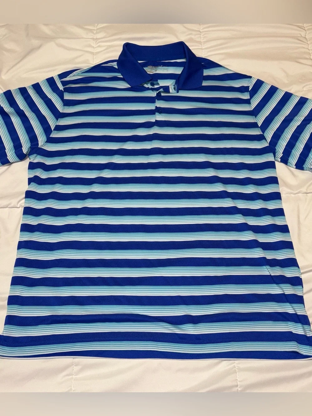 Nike Golf | Men's Dri Fit Striped Golf Polo XL Blue Light Blue White